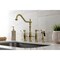 Kingston Brass Bridge Kitchen Faucet with Brass Sprayer, Brushed Brass KS1277WLLBS - alternate 6